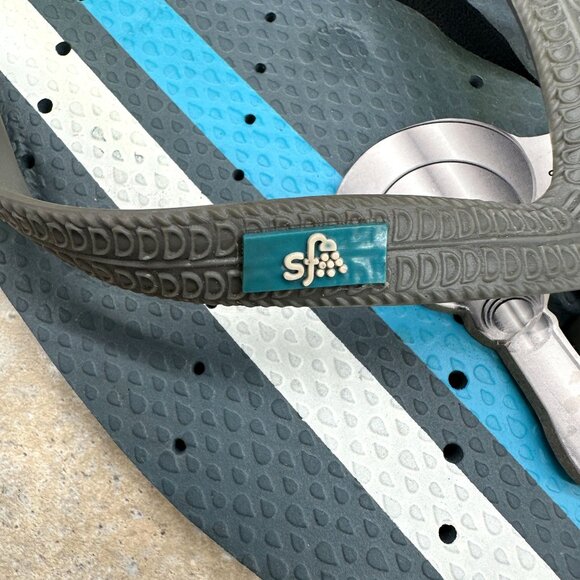 Showaflops Sandals Mens 11-12 Blue Striped Antimicrobial Slides Flip Flops - Picture 10 of 11